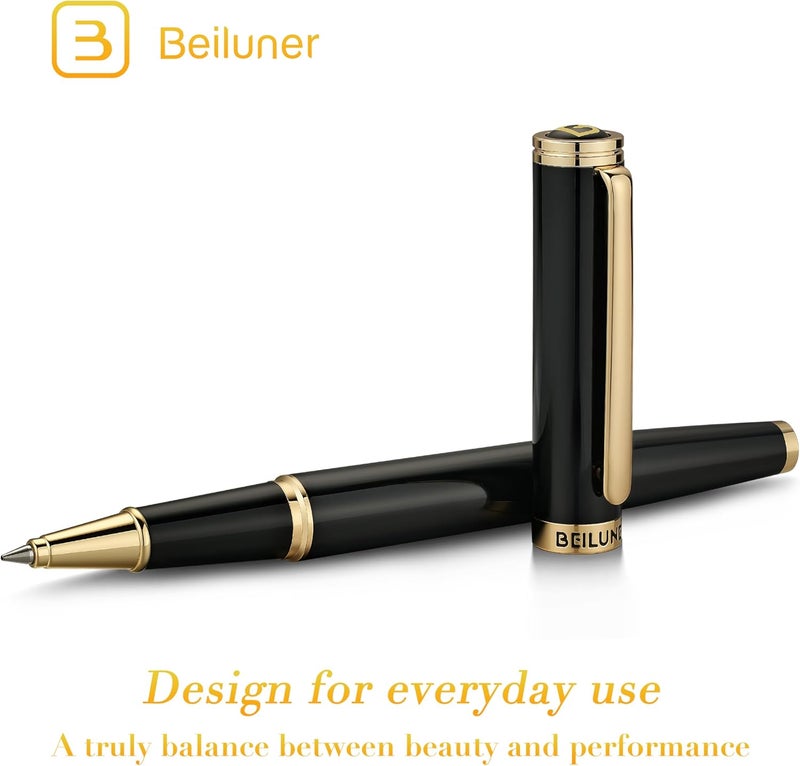 BEILUNER Luxury Rollerball Pen,24K Gold Trim,Noble and Elegant Designs,Schneider Ink Refill, Best Roller Ball Pen Gift Set for Men & Women, Professional, Executive Office, Nice Pens - Image 3